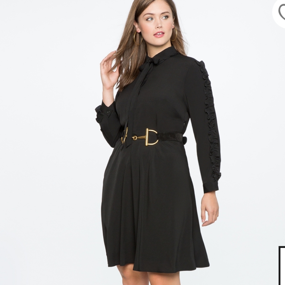 ELOQUII RUFFLE SLEEVE DRESS